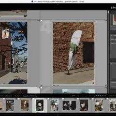 Plik dng z Adobe Lightroom Classic. Zdjęcie przedstawia flagę "Brazilian Coffee Bay" na tle ceglanej ściany.