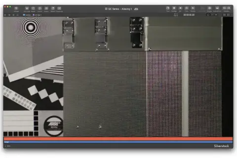 Test obrazu wideo pokazuje, jak wygląda aliasing. Widoczne są wzory i tekstury, które pomagają zrozumieć, aliasing co to jest.