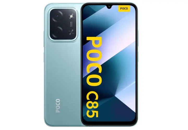 Jasny, turkusowy POCO C85 z aparatem 50MP. Idealny smartfon do 500 zł dla każdego.