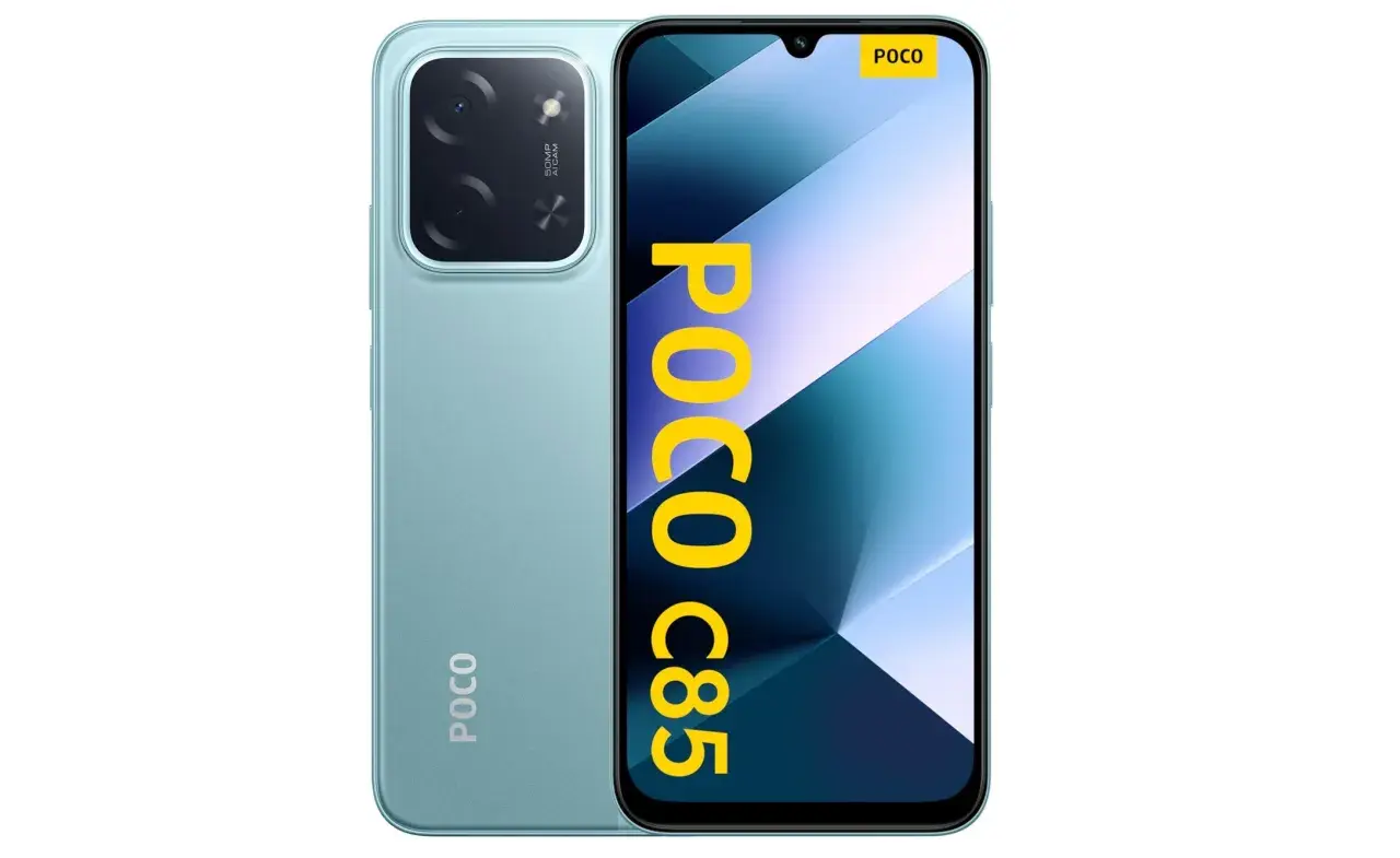 Jasny, turkusowy POCO C85 z aparatem 50MP. Idealny smartfon do 500 zł dla każdego.