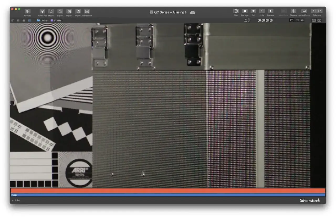 Test obrazu wideo z widocznymi artefaktami, pokazujący problem aliasing co to jest.